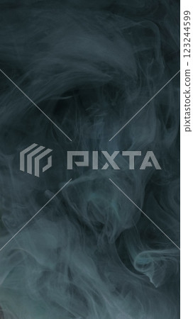 Marble cloud. Smoke fluid. Gray paint smog spirals atmospheric whimsically texture. Wavy haze watercolor flows in defocused water abstract background. 123244599