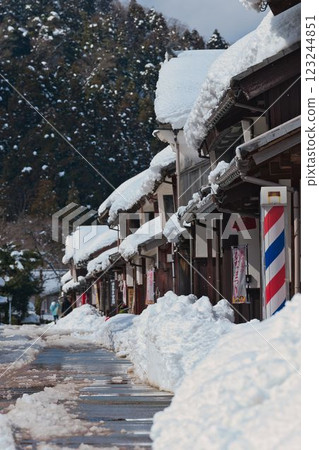 Snowy scenery of Kumagawa-juku on the Wakasa Mackerel Highway Snowy scenery of Kumagawa-juku on the Wakasa Mackerel Highway 123244851