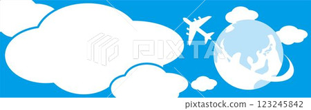 橫幅地球飛機旅行雲框架語音氣泡複製空間背景設計素材 橫幅地球飛機旅行雲框架語音氣泡複製空間背景設計素材 123245842