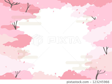 Frame material of cherry blossom trees in full bloom and cherry blossom snowstorm Frame material of cherry blossom trees in full bloom and cherry blossom snowstorm 123245966