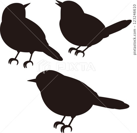 Uguisu,夜鶯,小鳥,春,剪影,圖標,裝飾,簡單,設計,插畫素材集 123246610