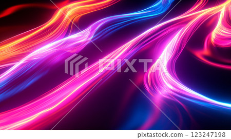 Abstract light trails flow in vibrant colors, creating a dynamic and modern visual effect with smooth curves and glowing texture. Abstract light trails flow in vibrant colors, creating a dynamic and modern visual effect with smooth curves and glowing texture. 123247198