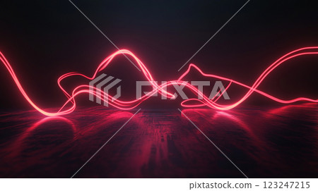 Vivid streaks of light paint a dynamic image, reflected in the surface below, where innovation meets artistic expression in a captivating display. 123247215