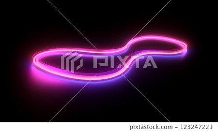 Abstract glowing pink and purple lines on a black background, creating a modern and minimalist design with a vibrant and futuristic feel. 123247221