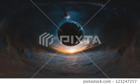 A celestial sphere hangs above a rugged, otherworldly horizon, where a golden light paints the sky with dramatic swirls and a nebula backdrop. A celestial sphere hangs above a rugged, otherworldly horizon, where a golden light paints the sky with dramatic swirls and a nebula backdrop. 123247257