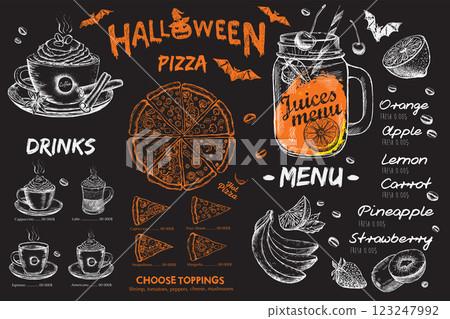 halloween, menu, vector 123247992