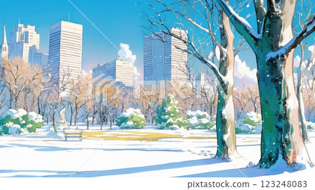 城市公園的雪景_1 城市公園的雪景_1 123248083