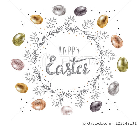 Happy Easter eggs, hand drawn illustration Happy Easter eggs, hand drawn illustration 123248131