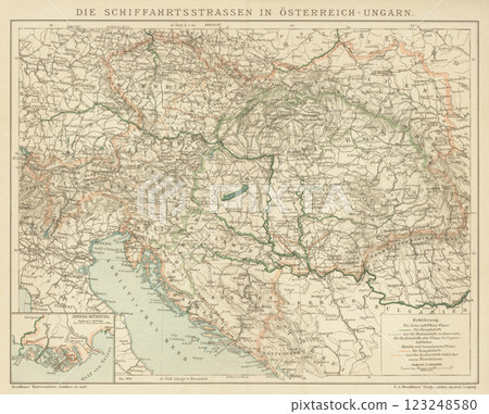 Early 20th Century World Map Austria-Hungary Sea Routes Early 20th Century World Map Austria-Hungary Sea Routes 123248580