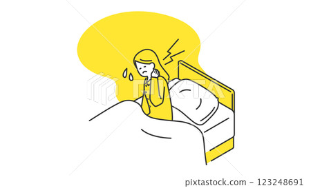 Sleep: A woman has a stiff neck while sleeping Sleep: A woman has a stiff neck while sleeping 123248691