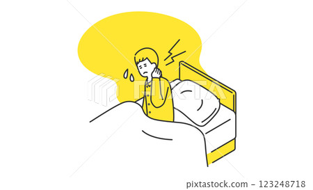 睡眠：一名男性在睡覺時出現頸部僵硬 123248718