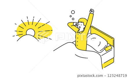 睡眠：一名男子因睡眠不足，早上醒來 123248719