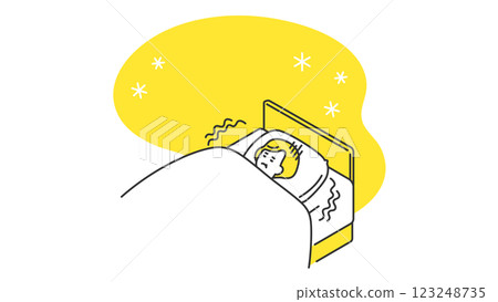 Sleep: Senior woman has trouble sleeping due to cold Sleep: Senior woman has trouble sleeping due to cold 123248735