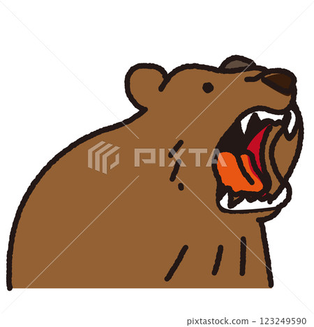 一隻咆哮的棕熊的可愛插圖 123249590