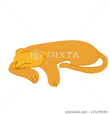 Cute illustration of a sleeping lioness 123249594