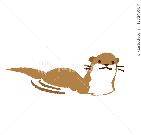 游泳水獺的可愛向量插圖 123249597