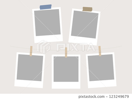 Instant photo frame illustration set Instant photo frame illustration set 123249679