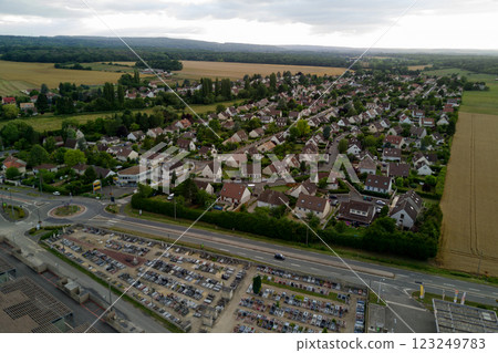Aerial view of the town of Chaumontel Aerial view of the town of Chaumontel 123249783