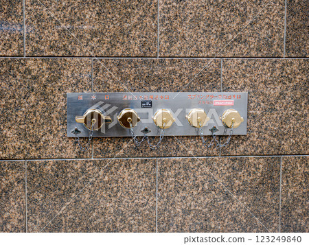 [Fire extinguishing equipment for high-rise buildings] Connected water pipe water inlet, sprinkler water inlet, water sampling inlet 123249840