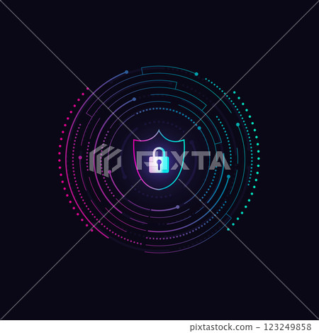 Premium security cyber digital concept. Abstract technology background protect system innovation for business. Vector illustration 123249858