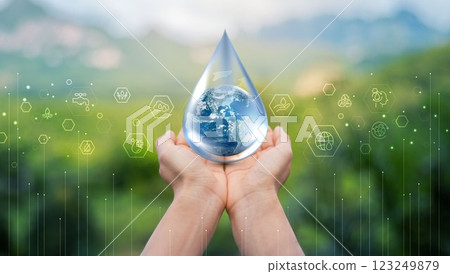 World Water Day. hands hold water drop. accelerating change. Saving water and world environmental protection concept. clean renewable energy. water for peace. Elements of this image furnished by NAZA. World Water Day. hands hold water drop. accelerating change. Saving water and world environmental protection concept. clean renewable energy. water for peace. Elements of this image furnished by NAZA. 123249879