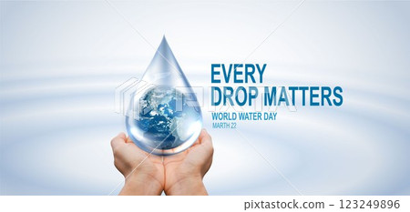 World Water Day. hands hold water drop. accelerating change. Saving water and world environmental protection concept. clean renewable energy. water for peace. Elements of this image furnished by NAZA. World Water Day. hands hold water drop. accelerating change. Saving water and world environmental protection concept. clean renewable energy. water for peace. Elements of this image furnished by NAZA. 123249896