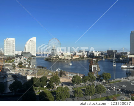 port and embankment, skyscraper Japanese city of Yokohama, at the seaside port and embankment, skyscraper Japanese city of Yokohama, at the seaside 123250027