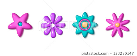 Y2k style 3D floral elements Y2k style 3D floral elements 123250147