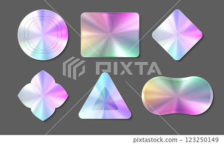 Hologram sticker shapes with gradient surface Hologram sticker shapes with gradient surface 123250149