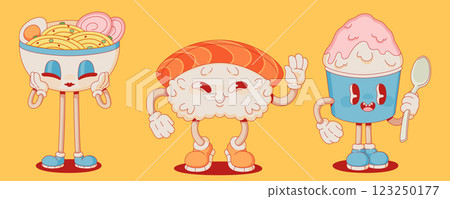 Retro Japanese food mascots Retro Japanese food mascots 123250177