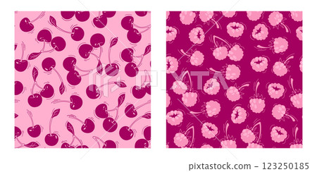 Seamless berry patterns set 123250185