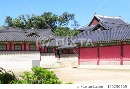 Courtyard and ancient pavilions in Changdeokgung Palace complex, Seoul, South Korea. Beautiful landscape with old houses in Changdeokgung Palace, Seoul, Republic of Korea Courtyard and ancient pavilions in Changdeokgung Palace complex, Seoul, South Korea. Beautiful landscape with old houses in Changdeokgung Palace, Seoul, Republic of Korea 123250369