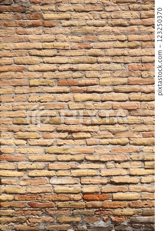 Full vertical texture of old brick wall. Background texture of retro brick wall Full vertical texture of old brick wall. Background texture of retro brick wall 123250370