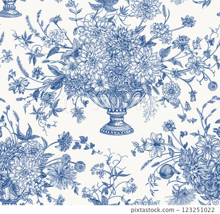 Seamless pattern with flower arrangements 123251022
