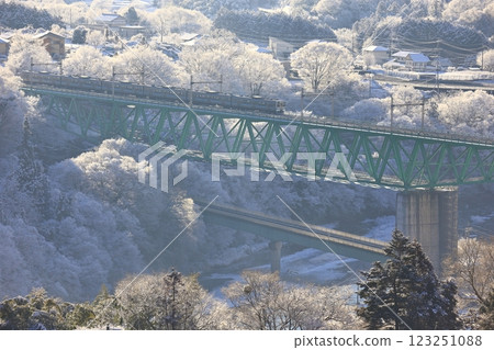 211系列列車穿越積雪的鳥澤大橋 123251088