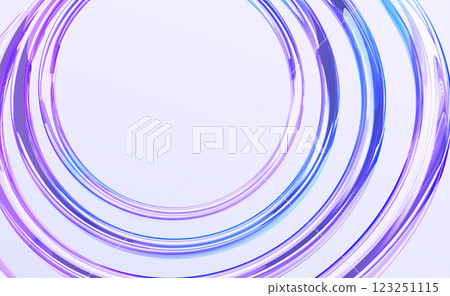 Hologram glass circles on light blue 3d background. Render crystal holographic swirl, futuristic technology portal, circular frame, purple gradient rings with neon magic energy effect. 3D illustration 123251115