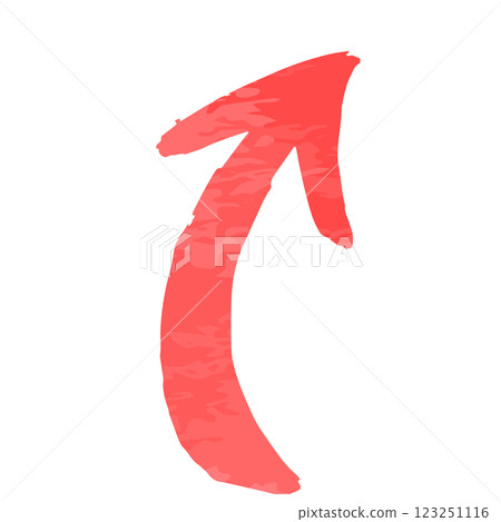 Watercolor style illustration of a curved red rising arrow 123251116