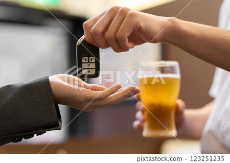 一名男子將車鑰匙交給指定司機 123251235