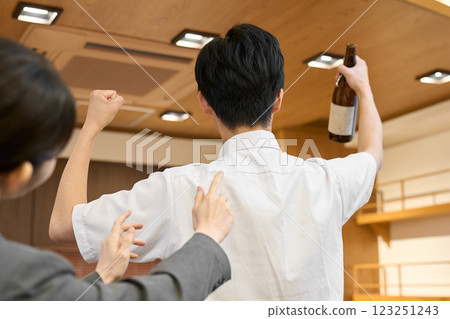 Noisy male customers at a restaurant 123251243