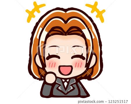 Illustration material of a smiling doodle-style chibi character OL woman in a suit Illustration material of a smiling doodle-style chibi character OL woman in a suit 123251517