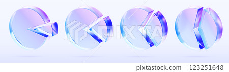 3d set of glass holographic transparent pie chart icon with different percent share render. Circle gradient diagram for business infographic, data analysis statistic, financial graph. 3D illustration 3d set of glass holographic transparent pie chart icon with different percent share render. Circle gradient diagram for business infographic, data analysis statistic, financial graph. 3D illustration 123251648