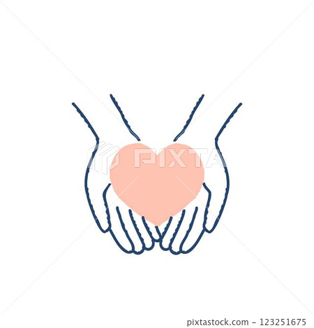 Two hands holding a heart 123251675