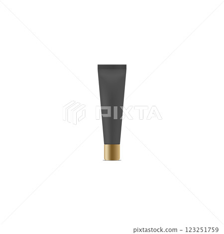 Luxury Cosmetic Black Container Vector, Realistic 3D Packaging for Cream, Oils, Lotions, and Beauty Product, Perfect for Spa and Skincare Mockup 123251759