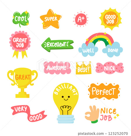 Cute school reward stamp encouragement good job for kids Cute school reward stamp encouragement good job for kids 123252070