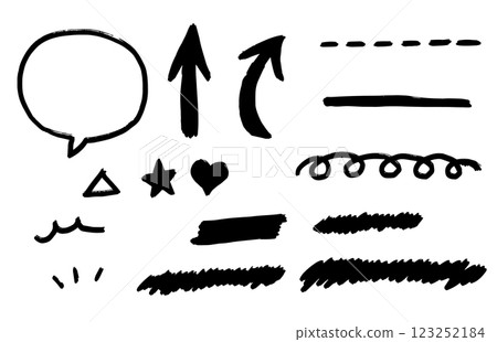 Set of doodle style speech bubbles, arrows, underlines and dotted lines Set of doodle style speech bubbles, arrows, underlines and dotted lines 123252184