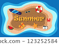 Summer pattern seamless fabric summer season. beach landscape in the middle of the sea. Designed for background ,wallpaper ,summer pattern ,wrapping paper ,travel ,holiday ,weekend ,vacation ,beach 123252584