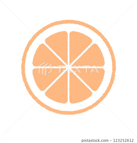 Stamp-style illustration of an orange slice 123252612