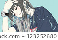 “思考的女人，憂慮，壓力，疲憊的表情” 123252680