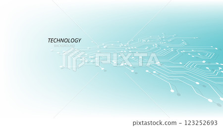 Abstract white circuit diagram on a blue and white background. 123252693