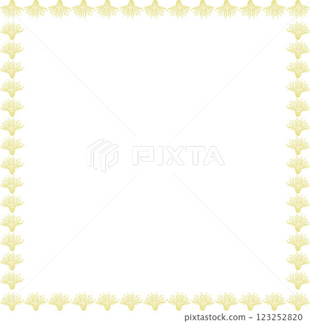 Square border frame template with flourish decoration. Yellow cornflower garland elements 123252820